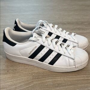 adidas White and Black Superstar Low-Top Sneakers